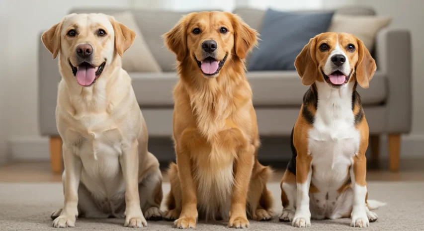 Raças de cães conhecidas por serem ótimas para famílias labrador retriever, golden retriever e beagle