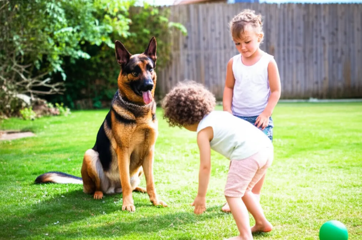 Cão protetor defendendo criança em situação de perigo