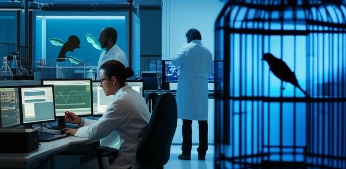 Ilustração científica mostrando cão e gato sentindo vibrações sísmicas e mudanças atmosféricas.