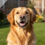 Golden retriever feliz protegido pulgas