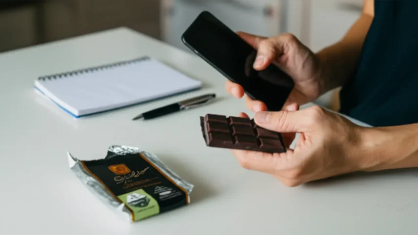Pessoa ligando para veterinário após cão comer chocolate
