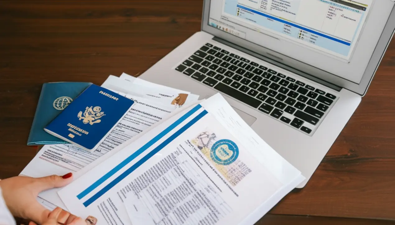 Pessoa organizando documentos de viagem de pet em uma pasta