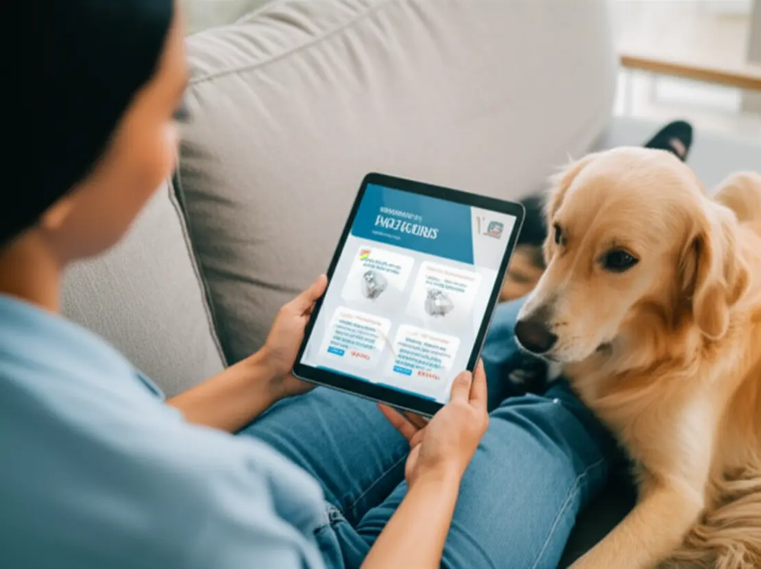 Pessoa analisando planos de seguro de saúde para o pet