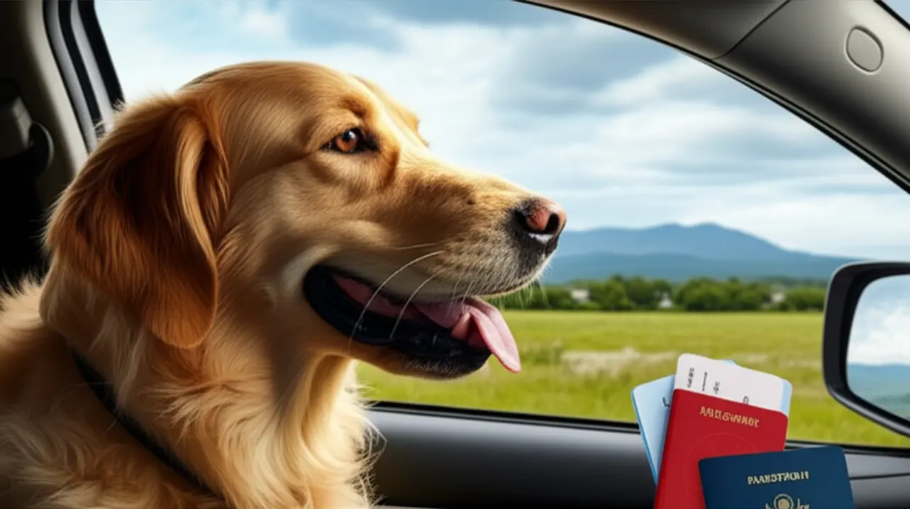 Pet viajando feliz documentos