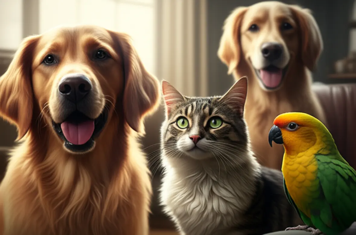 Pets felizes lar ensolarado