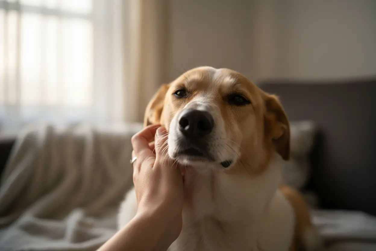 Cachorro calmo carinho