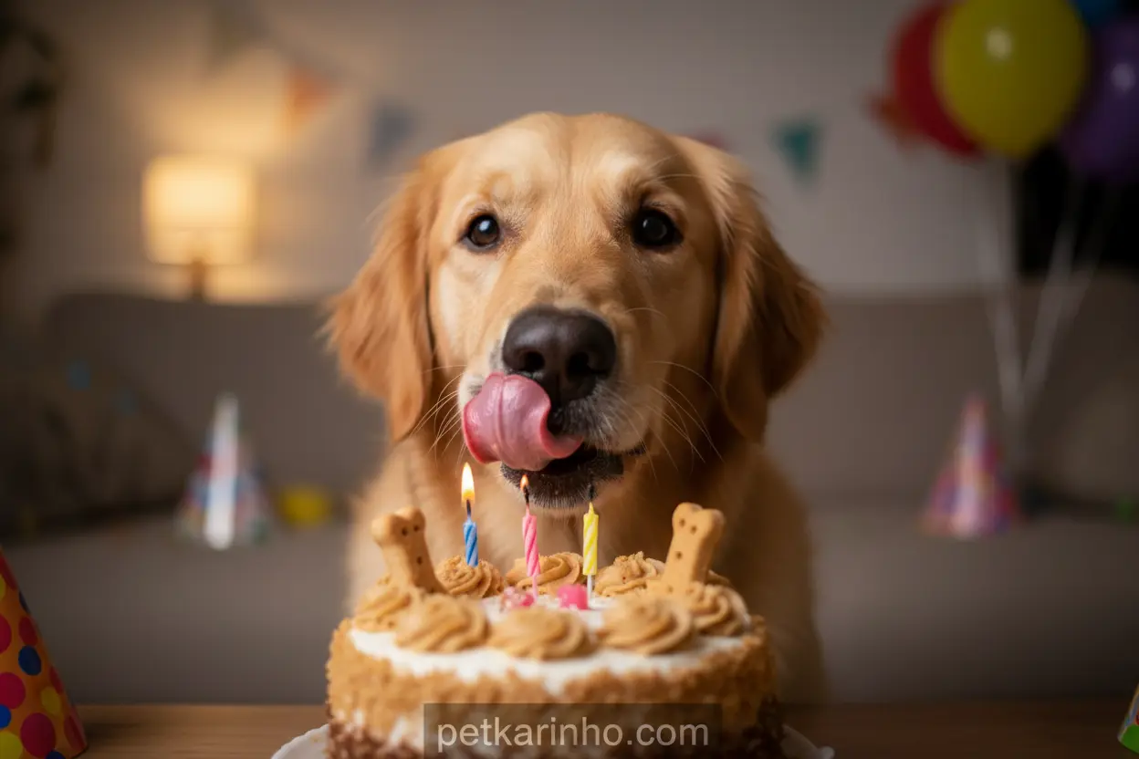 Cachorro bolo aniversario feliz