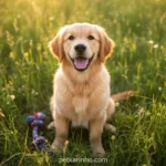 Filhote golden sorrindo