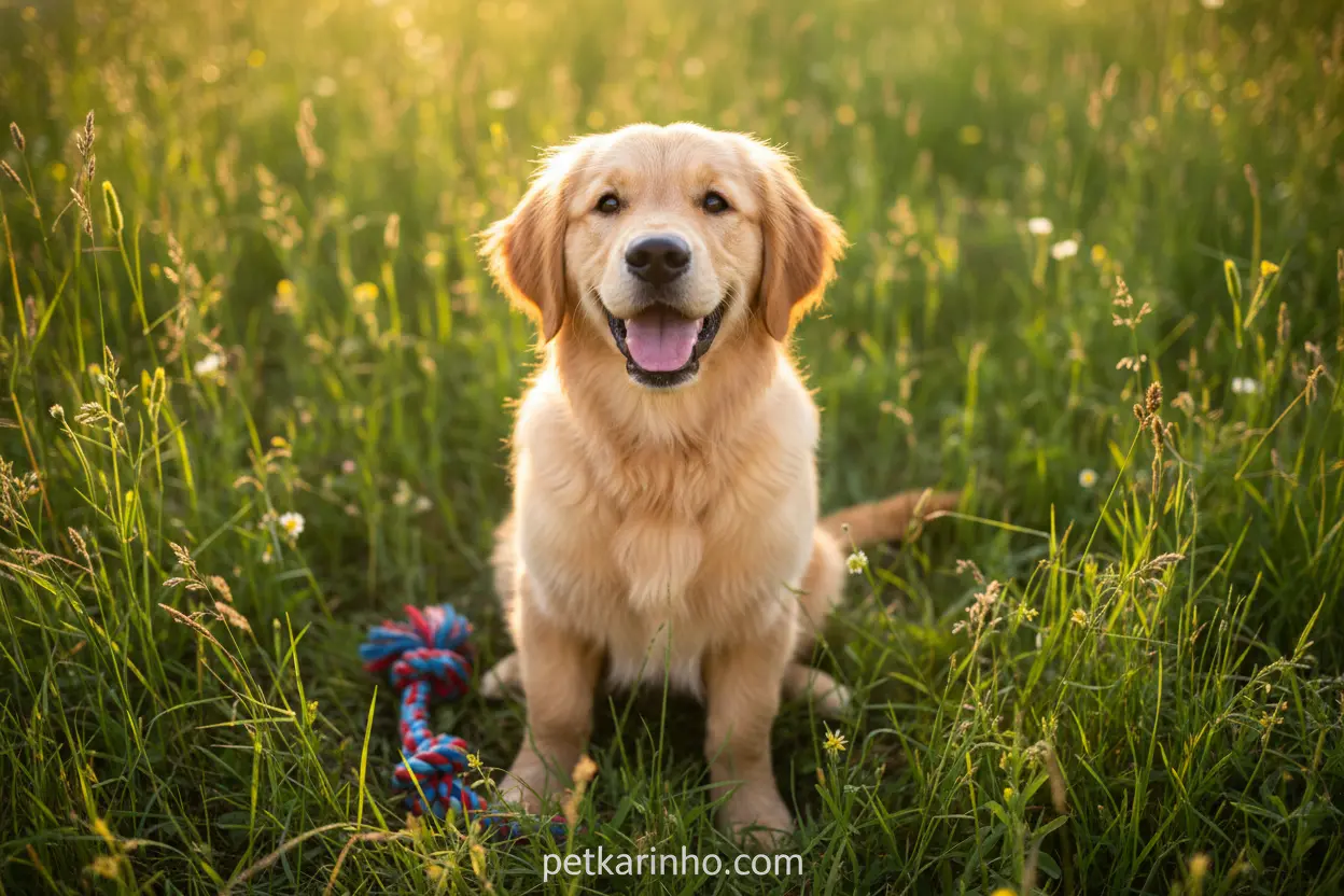 Filhote golden sorrindo