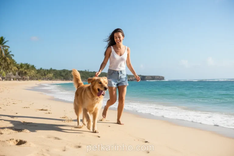 Cachorro feliz praia ensolarada