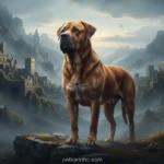 Fotografia realista de um cão antigo, representando os cachorros extintos.