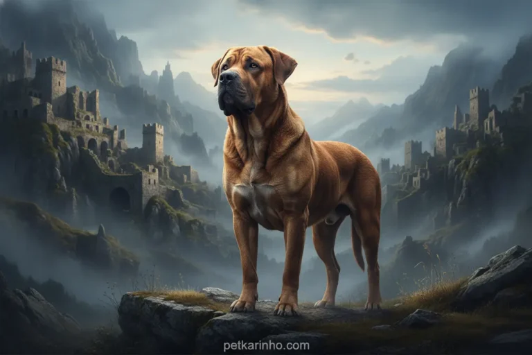 Fotografia realista de um cão antigo, representando os cachorros extintos.