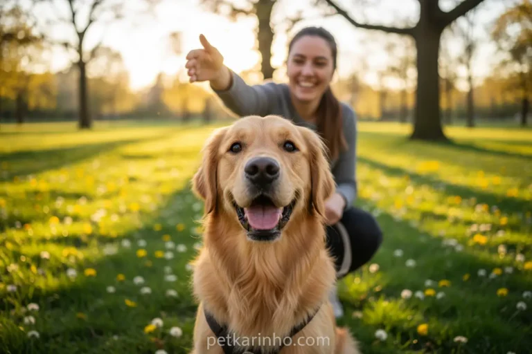 Cao tutor feliz adestramento