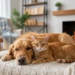 Cachorro e gato saudáveis em casa