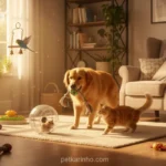 Ambiente divertido para pets com brinquedos e carinho
