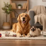 Cão e gato felizes em sua rotina de bem-estar.