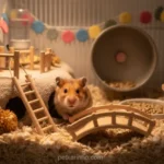 Hamster anão russo fofo espiando da gaiola.