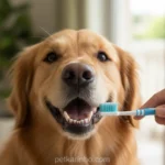 Cachorro golden retriever com dentes limpos e saudáveis