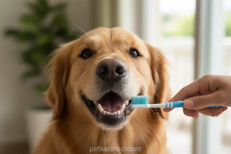 Cachorro golden retriever com dentes limpos e saudáveis