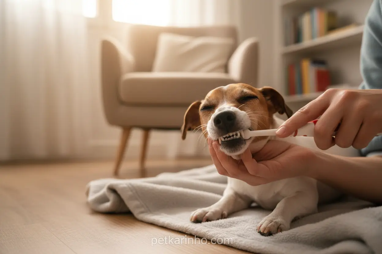 Escovando Dentes de Cachorro Como limpar dente de cachorro em casa com escova