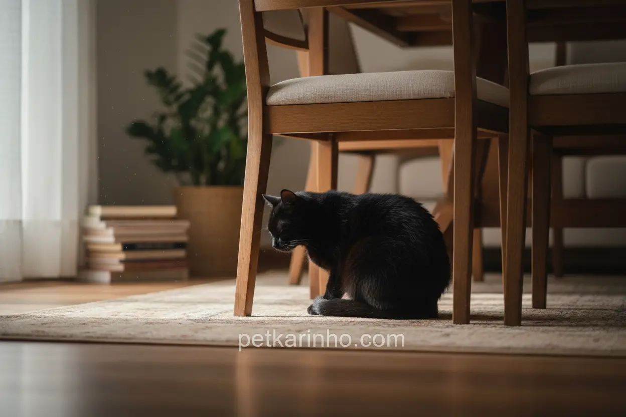 Gato se isolando, comportamento de dor.