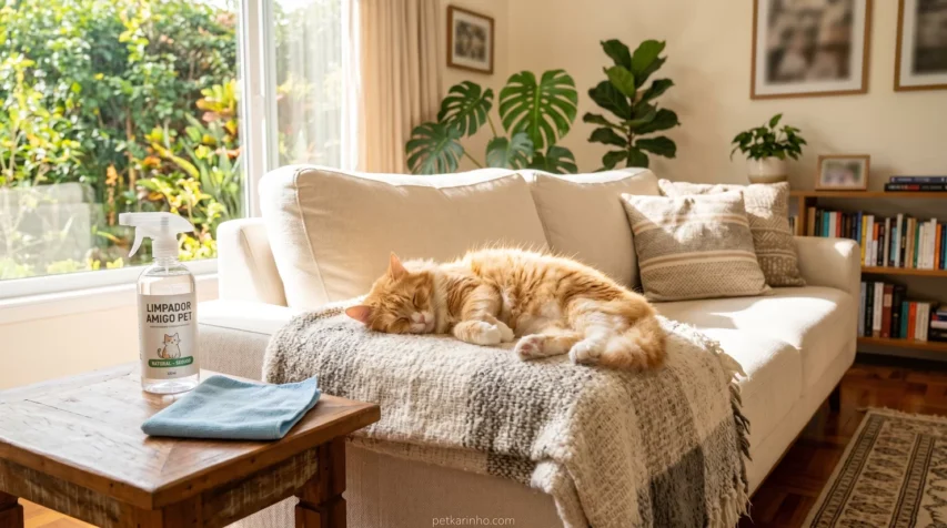 Produto enzimático para tirar cheiro de urina de gato do sofá