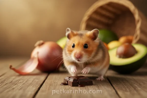 Hamster olhando para chocolate, representando alimentos que hamsters não podem comer.