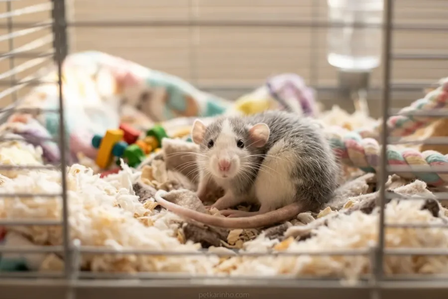 Rato twister filhote em sua gaiola