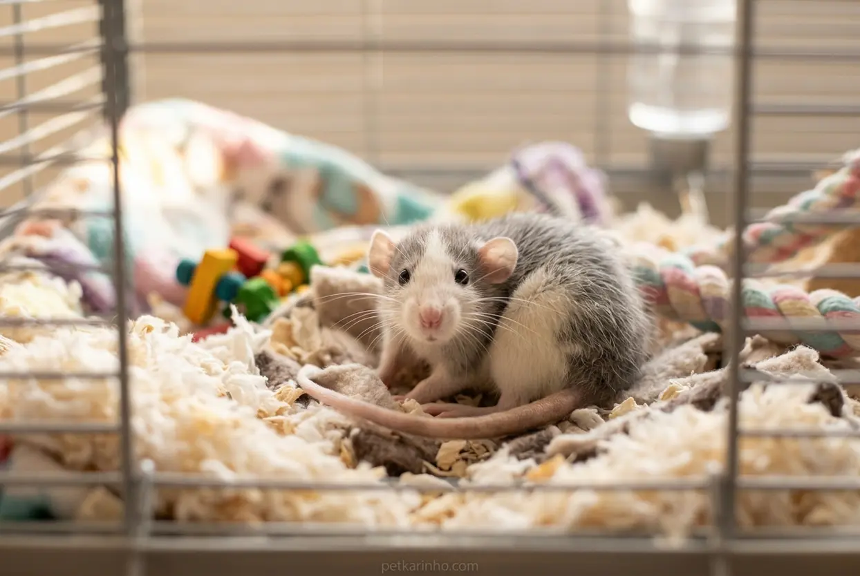 Rato twister filhote em sua gaiola